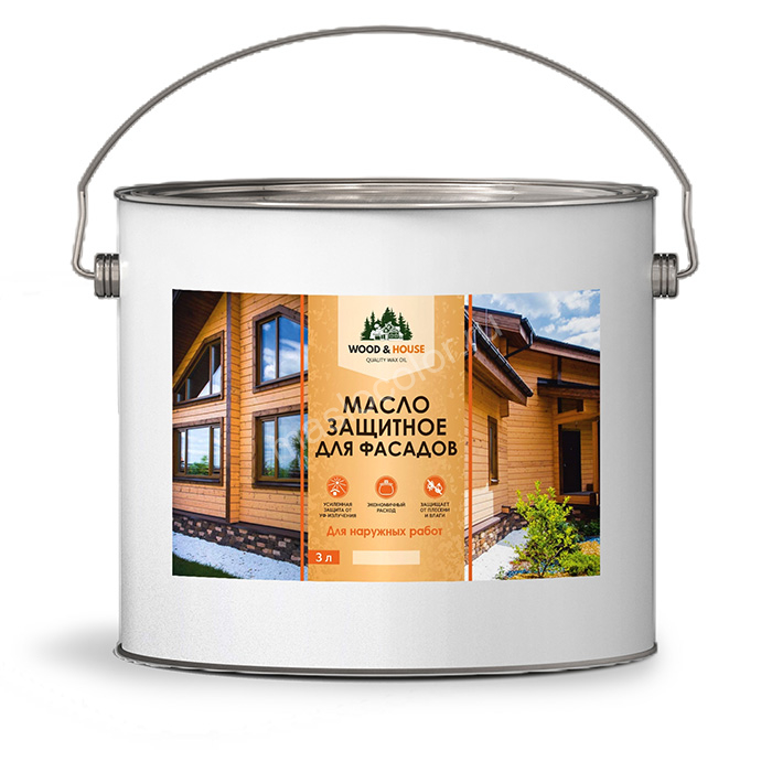 Масло для фасада Wood House 3 л Масло для деревянных фасадов